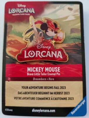Disney Lorcana Mickey Mouse Brave Little Tailor Pin 1