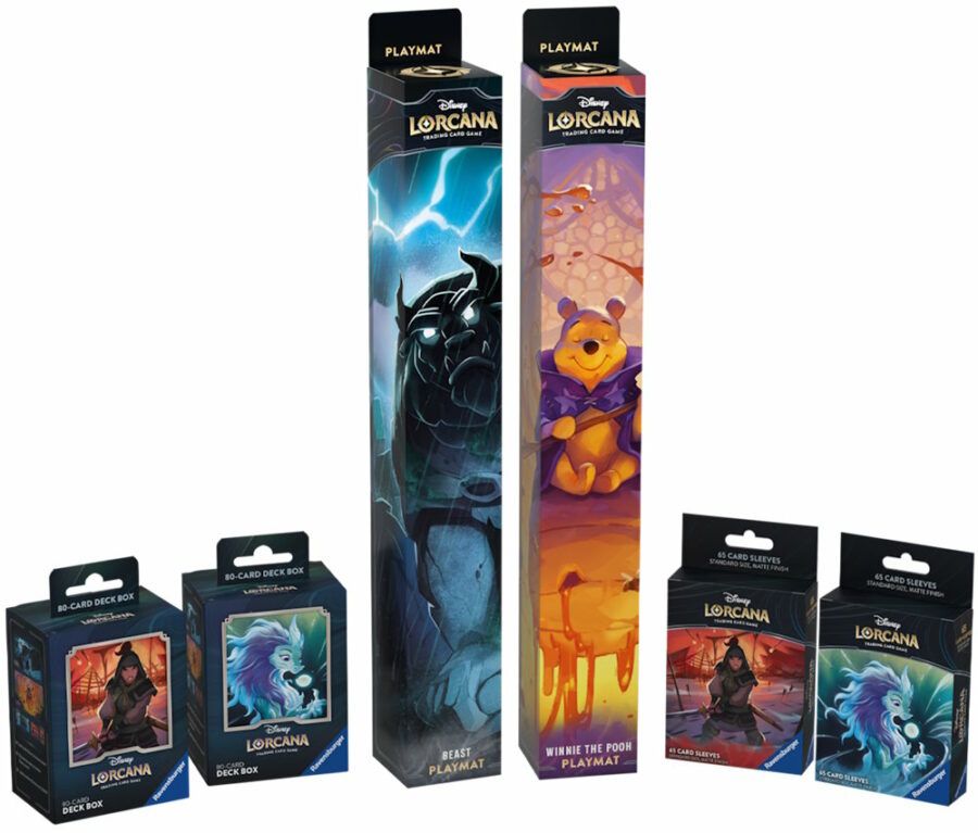 Disney Lorcana Rise of the Floodborn Accessories Boxed Playmats Sleeves Deck Boxes