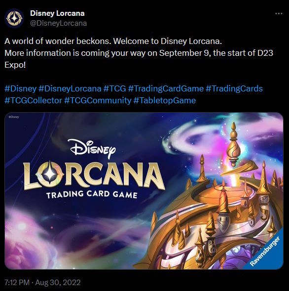 Disney Lorcana First Announced Tweet